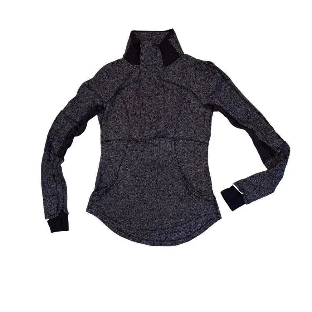 Lululemon Womens Base Runner Size 8 1/2 Zip Herringbone Gym Athleisure